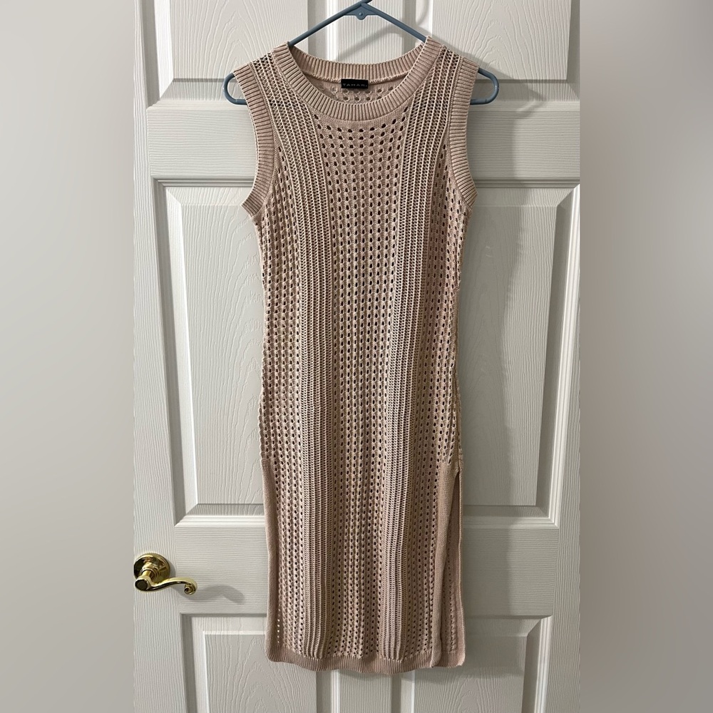Tahari Crochet Open-Knit Sleeveless Midi Dress Cover-Up NWOT